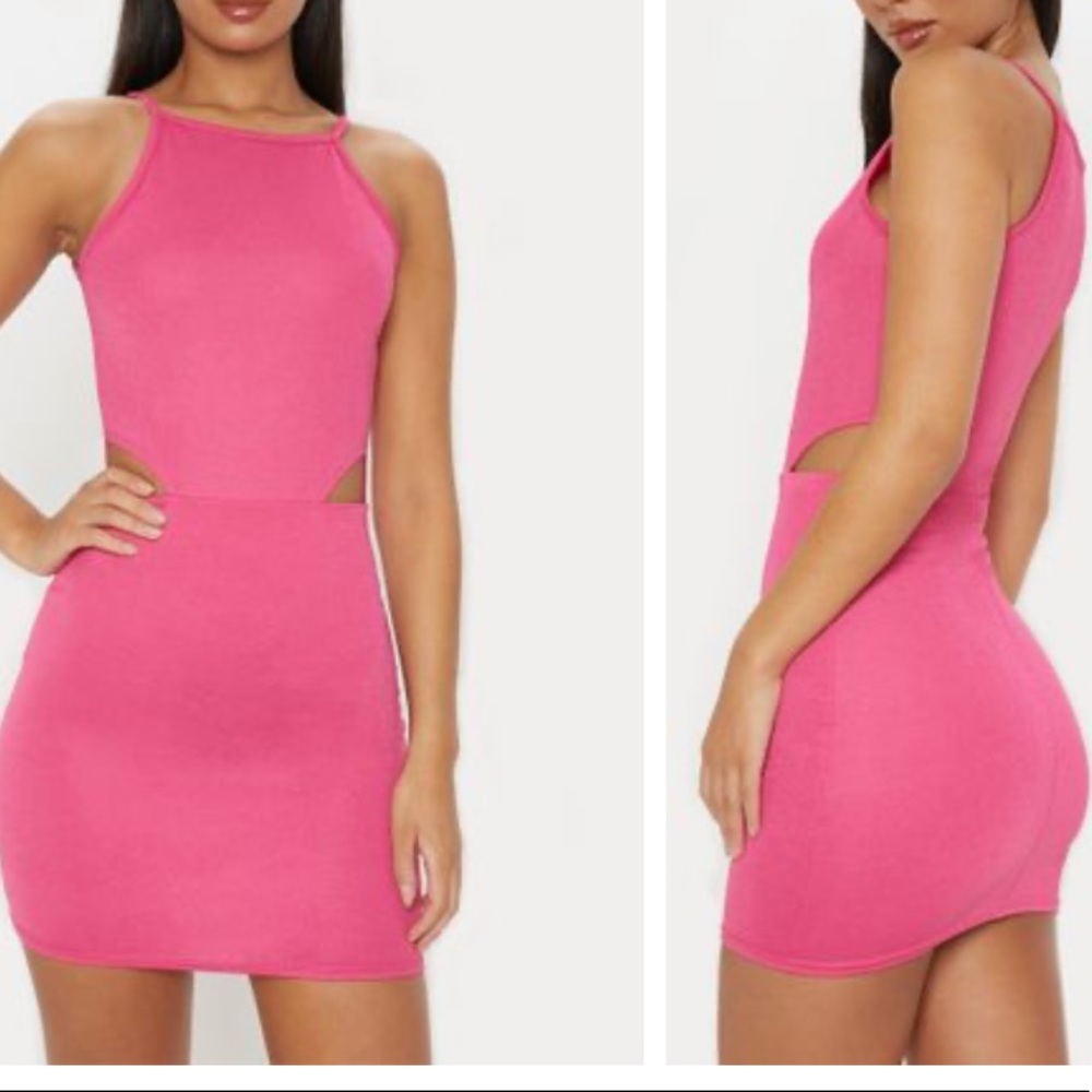 High neck bodycon dress by Pretty Little Thing
